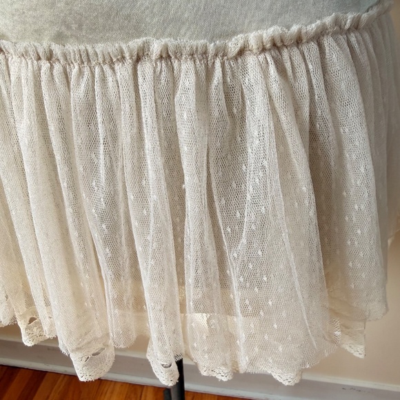 Vintage Champaign Satin Mini Slip Dress – Y2K Lace Ruffle Coquette - Picture 5 of 8